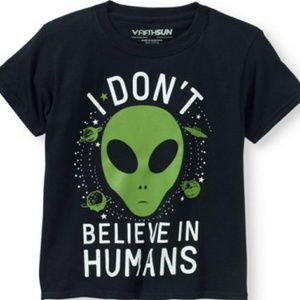NWT FIFTHSUN boys I DONT BELIEVE IN HUMANS T-SHIRT